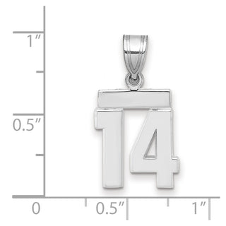 14k White Gold Small Polished Number 14 Pendant