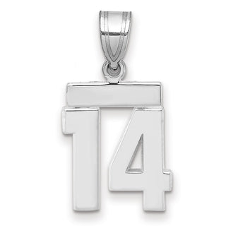 14k White Gold Small Polished Number 14 Pendant