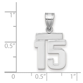 14k White Gold Small Polished Number 15 Pendant