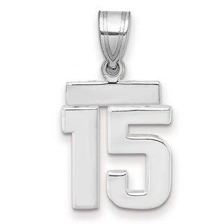 14k White Gold Small Polished Number 15 Pendant