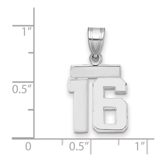 14k White Gold Small Polished Number 16 Pendant