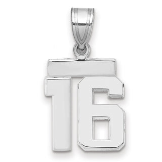 14k White Gold Small Polished Number 16 Pendant