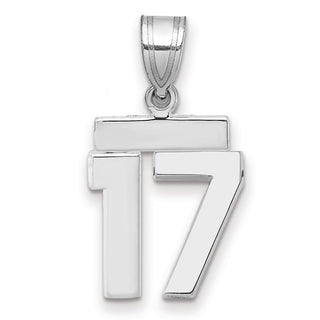 14k White Gold Small Polished Number 17 Pendant