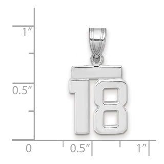 14k White Gold Small Polished Number 18 Pendant