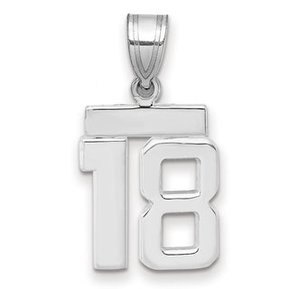 14k White Gold Small Polished Number 18 Pendant