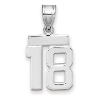 14k White Gold Small Polished Number 18 Charm