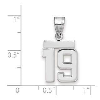 14k White Gold Small Polished Number 19 Pendant