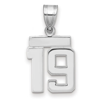 14k White Gold Small Polished Number 19 Pendant