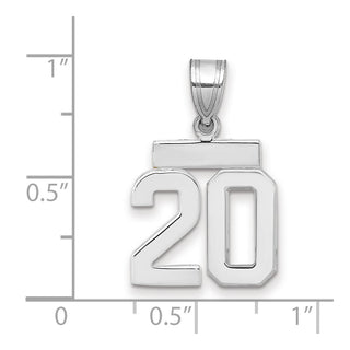 14k White Gold Small Polished Number 20 Pendant
