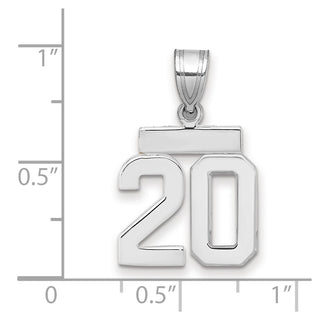 14k White Gold Small Polished Number 20 Charm