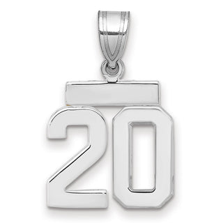14k White Gold Small Polished Number 20 Pendant