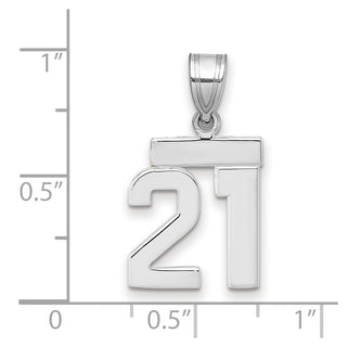 14k White Gold Small Polished Number 21 Pendant