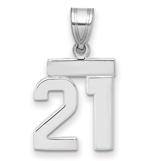 14k White Gold Small Polished Number 21 Pendant