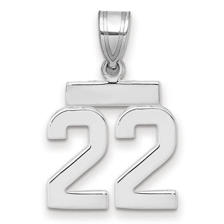 14k White Gold Small Polished Number 22 Pendant