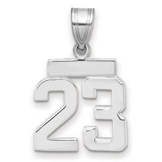 14k White Gold Small Polished Number 23 Pendant