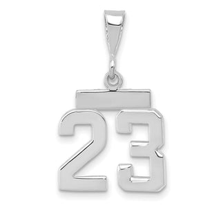 14k White Gold Small Polished Number 23 Pendant