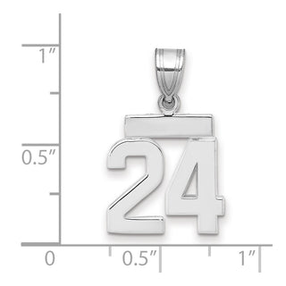 14k White Gold Small Polished Number 24 Pendant