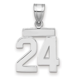 14k White Gold Small Polished Number 24 Pendant
