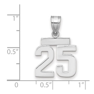 14k White Gold Small Polished Number 25 Pendant
