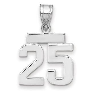 14k White Gold Small Polished Number 25 Pendant