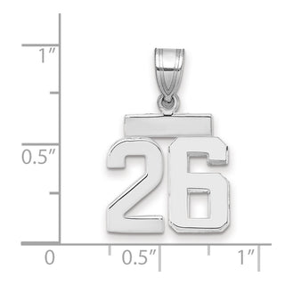 14k White Gold Small Polished Number 26 Pendant