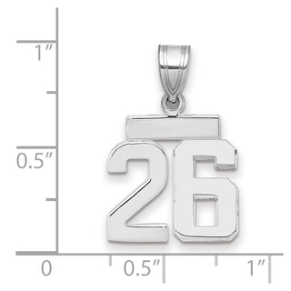 14k White Gold Small Polished Number 26 Pendant