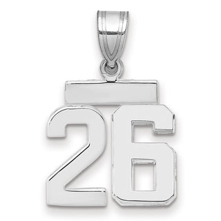 14k White Gold Small Polished Number 26 Pendant