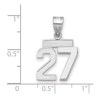 14k White Gold Small Polished Number 27 Pendant