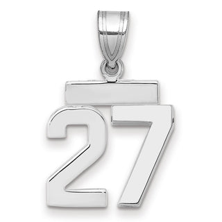 14k White Gold Small Polished Number 27 Pendant