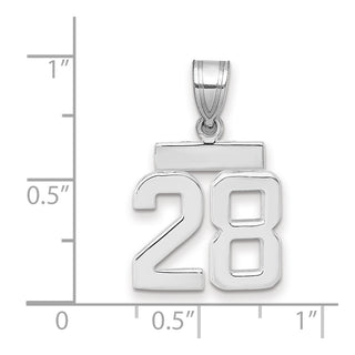 14k White Gold Small Polished Number 28 Pendant
