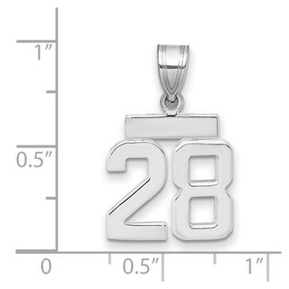 14k White Gold Small Polished Number 28 Pendant
