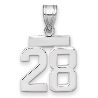14k White Gold Small Polished Number 28 Pendant
