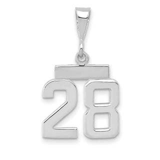14k White Gold Small Polished Number 28 Pendant