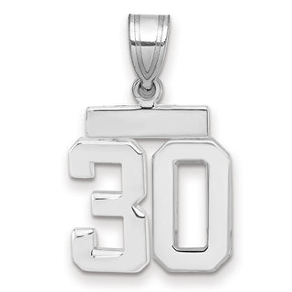 14k White Gold Small Polished Number 30 Pendant