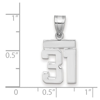 14k White Gold Small Polished Number 31 Charm