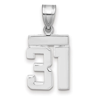 14k White Gold Small Polished Number 31 Charm