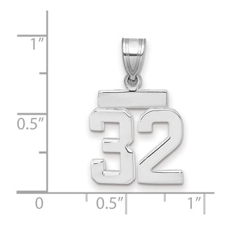 14k White Gold Small Polished Number 32 Pendant