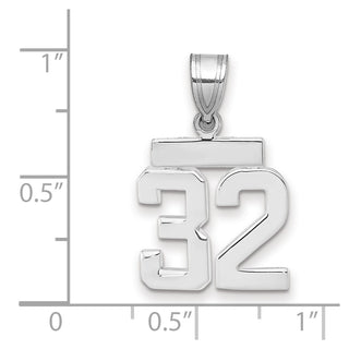 14k White Gold Small Polished Number 32 Charm