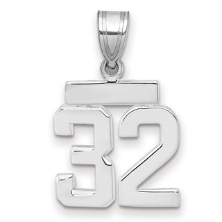 14k White Gold Small Polished Number 32 Pendant
