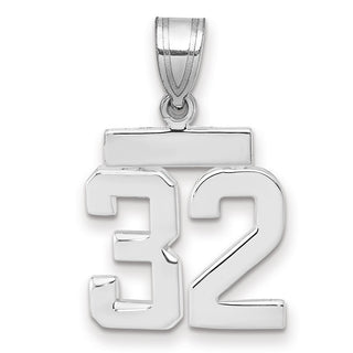 14k White Gold Small Polished Number 32 Charm
