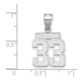 14k White Gold Small Polished Number 33 Pendant