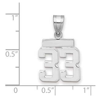 14k White Gold Small Polished Number 33 Pendant