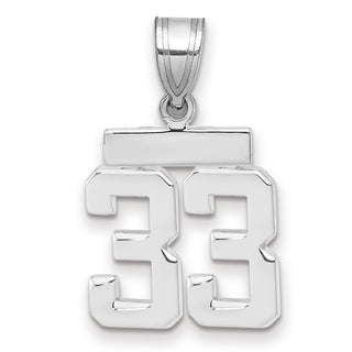 14k White Gold Small Polished Number 33 Pendant
