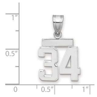 14k White Gold Small Polished Number 34 Charm