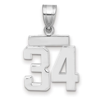14k White Gold Small Polished Number 34 Charm