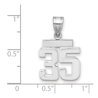 14k White Gold Small Polished Number 35 Pendant