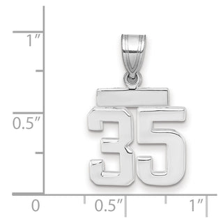 14k White Gold Small Polished Number 35 Pendant