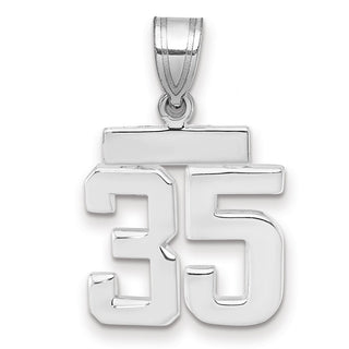 14k White Gold Small Polished Number 35 Pendant