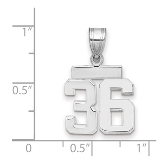 14k White Gold Small Polished Number 36 Pendant