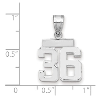 14k White Gold Small Polished Number 36 Pendant